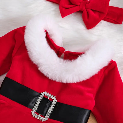 Festive Elegance: Suefunskry Baby Girls Christmas Romper Dress - Celebrating in Style