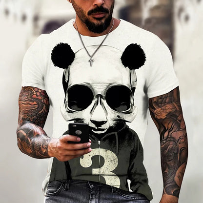 Men's T-Shirt Hip Hop Monkey Print Shirts O-Neck T Shirt Summer Male Tops Short Sleeve Casual Man Tees Oversized Animal Clothing