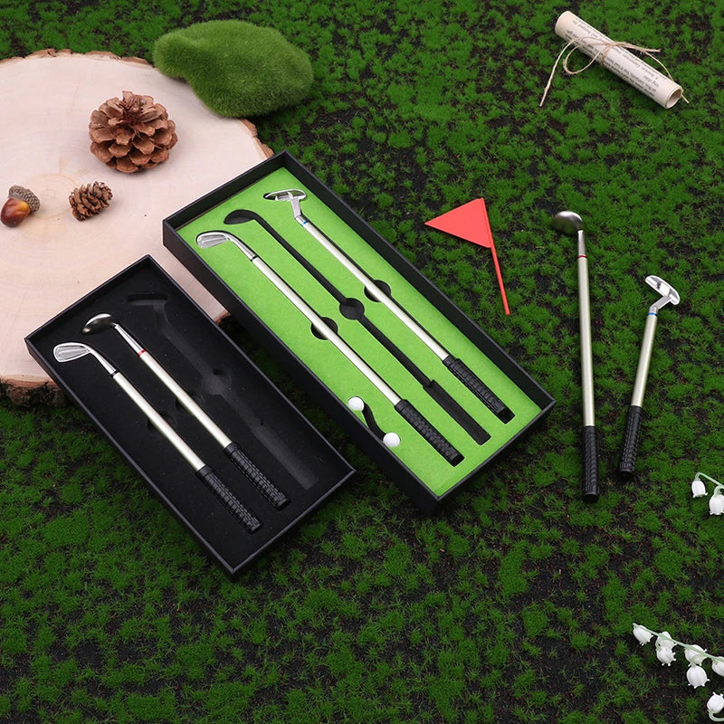 Golf Pen Set Mini Desktop Golf Ball Pen Gift Includes Putting Green 3 Clubs Pen Balls and Flag Desk Games Golf Accessories