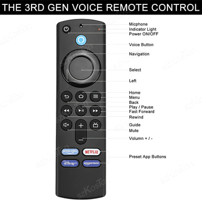 L5B83G Voice Remote Control Replacement for Fire TV Stick 4K MAX 3rd Gen / Cube 1st 2nd Gen / Stick Lite Smart Home Appliance