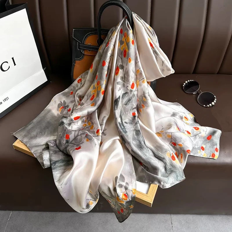 Spring Scarf Women's Luxury Design Scarf Silk Smooth Scarf Soft Muslim Headband Shawl Beach 85x180cm