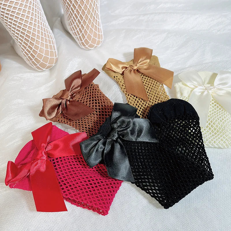 Charming Bow Lace Fishnet Ankle Socks: Stylish Summer Wear for Your Little Fashionista