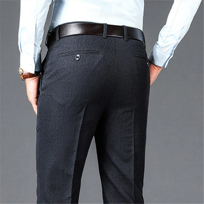 Elevate your formal look with high-rise solid casual business suit pants - MAGNET MARKET