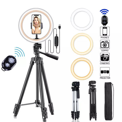 26cm Photo Ringlight Led Selfie Ring Light Phone Remote Control Lamp Photography Lighting With Tripod Stand Holder Youtube Video