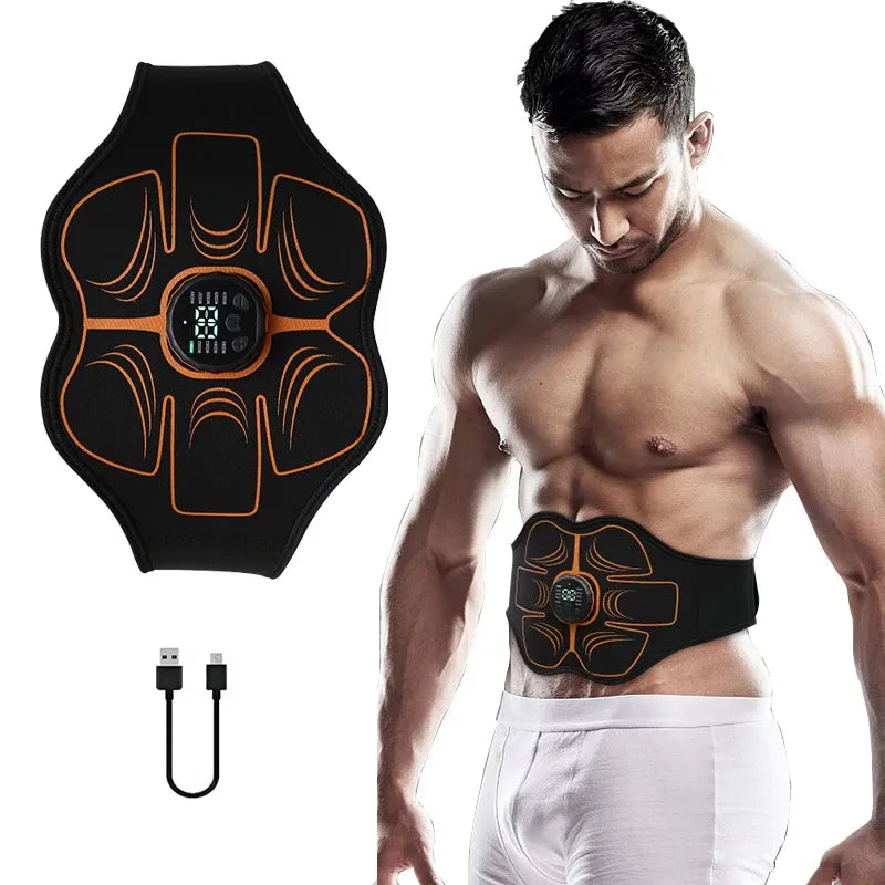 Abs Trainer Belt EMS Abdominal Muscle Stimulator Electric Toning Belts USB Waist Belly Weight Loss Home Gym Fitness Massager