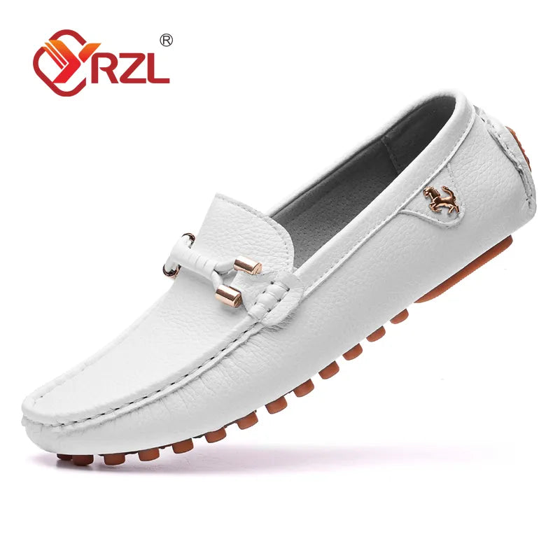 YRZL White Loafers for Men Size 48 Slip on Shoes Driving Flats Casual Moccasins for Men Comfy Male Loafers