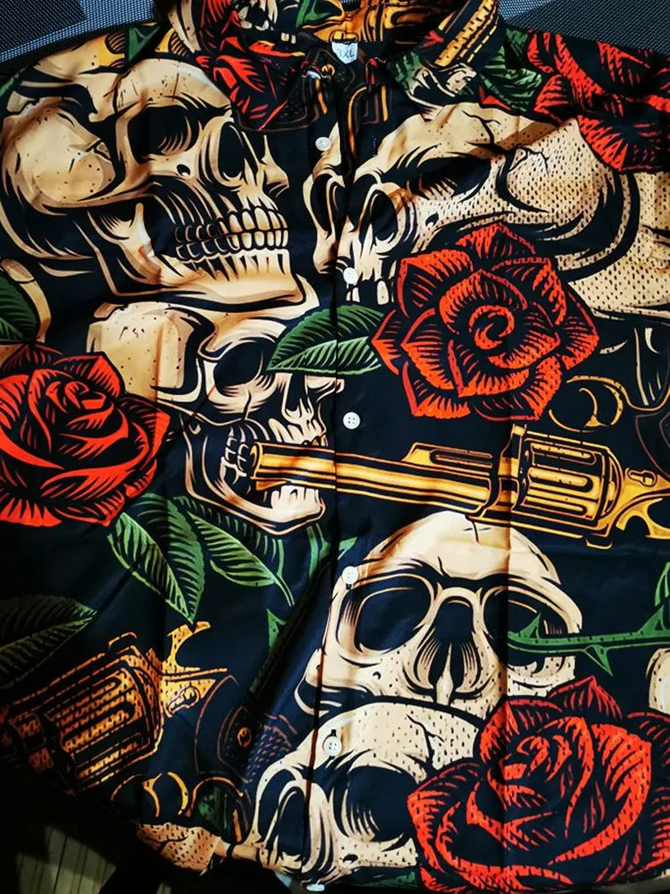 Men's Hawaiian Shirt Loose Top 5xl 3d Skull Print Shirts For Men 2024 Fashion Shirt Men Women Tee Breathable Summer Short Sleeve