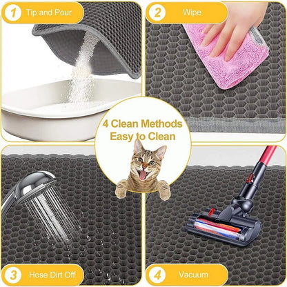 Cat Litter Mat Waterproof Double Layer Pet Litter Box Mat Pet Toilet Cat Mat Nonslip Sand Cat Washable Mat Pet Clean Supplies