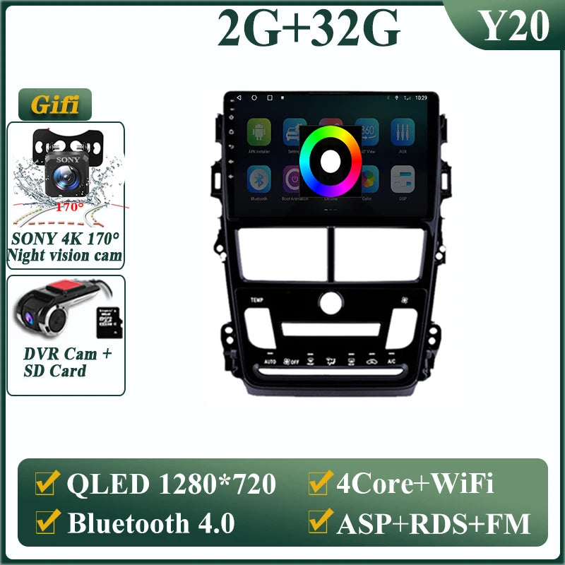 Android13 Qualcomm For Toyota Vios Yaris 2018 2019 Multimedia Car Vehicle Lettore GPS TV Navigation Player No 2 Din Electronics