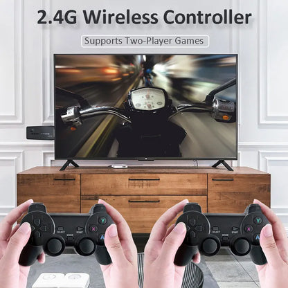 M8 4k HD Stick Video Game Console 10000 Games 9 Emulators Dual Wireless Controller TV Game Stick Retro Handheld Game Console