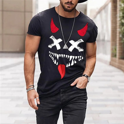 Men's Breathable Fitness Sports Short Sleeve Boutique Fashion Letter Element Printed T-Shirt Summer Casual Undershirt Men's Top