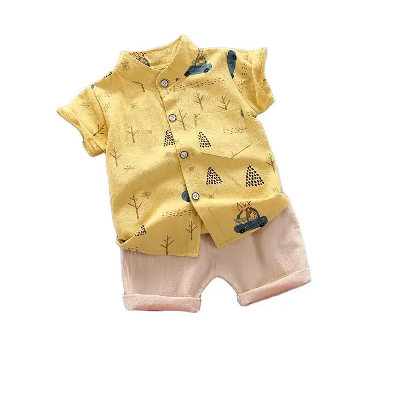 Adorable Animal Pattern 2-Piece Summer Set: Cool Comfort for Baby Boys