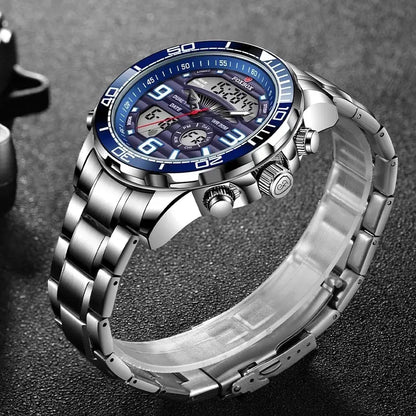 2023 Top Brand Luxury Digital Mens Watches Top Luxury Sport Quartz Wristwatch For Men All Steel Military Waterproof Clock+Box