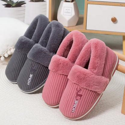 Women Men Couples Home Slippers New Fashion Warm Winter Furry Soft Short Plush Slipper Non Slip Bedroom Slides Indoor Shoes