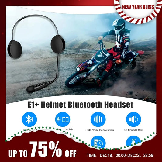 EJEAS E1+ Motorcycle Helmet Bluetooth Headset Moto Music Earphone Wireless Headphone Speaker E1 Plus Optional Remote Controller