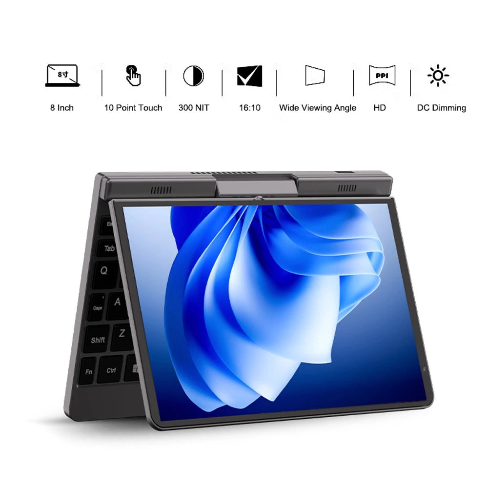 CRELANDER P8 Mini Laptop 8 Inch Touch Screen Intel Lake N100 12GB DDR5 WiFi 6 2 In 1 Laptop Notebook Tablet PC Pocket Laptop