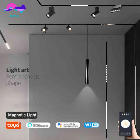 Smart Track Lights Changeable Magnetic Rail Tuya APP Control Smart System LED Lamp Magnet Track Ceiling Indoor Living Lighting