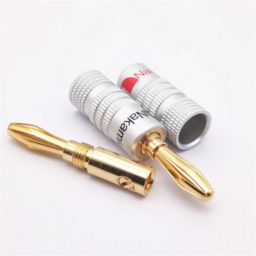 Musical Sound Banana Plug Nakamichi 4/8/16/50Pcs 24k Gold Plated 4MM Speakers Amplifier Cable Banana Connectors Plugs Jack