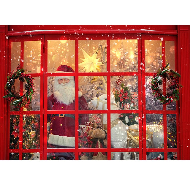 Beenle Merry Christmas Photography Background Tree Gift Window Fireplace Portrait Family Party Decor Backdrop for Photo Studio