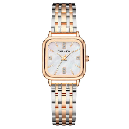 Business Square Quartz Retro Dial Casual Wrist Watches Stainless Strap Fashionable Clock Waterproof Wristwatch for Women