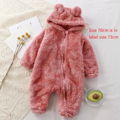 Winter Flannel Hooded Jumpsuits: Cute Animal-themed Rompers for Kids 0-6 Years