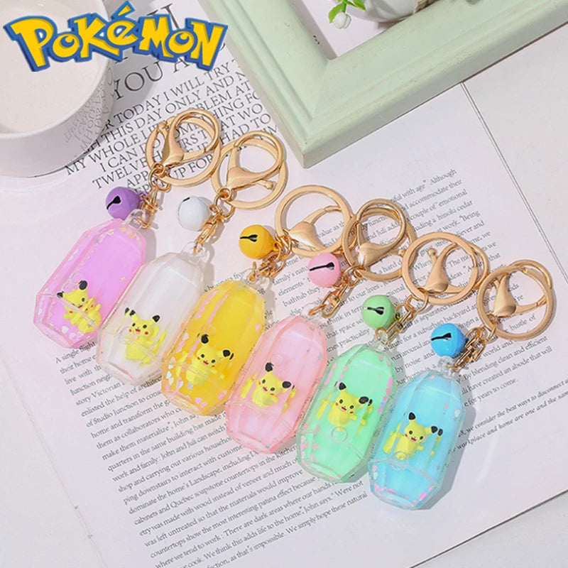 Pokemon Key Chain Kawaii Pikachu Drifting Bottle Couple Jewelry Valentine Day Christmas Birthday Gift Japanese Anime Peripherals