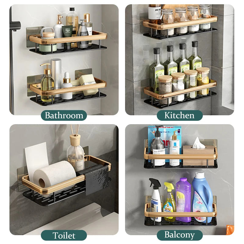 Bathroom Shelf Aluminum Alloy Shampoo Rack - Wall Mounted Storage Organizer - MAGNET MARKET