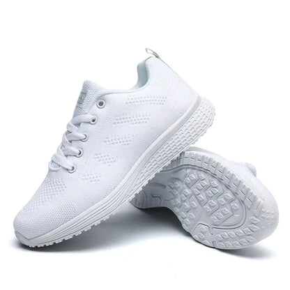 Women Casual Shoes Fashion Breathable Walking Mesh FlatShoesSneakers White Female Footwear