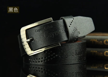 Men's Casual Retro Antique Hollow Belt Men's PU Leather High Quality Classic Belt Alloy Pin Buckle Belt Mens Belt Waist Belt