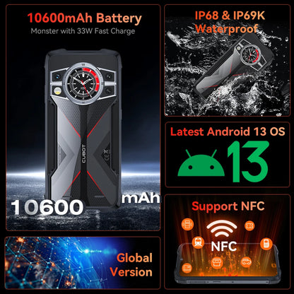 Cubot KingKong 9 Rugged Smartphone 6.583"Screen 120Hz 100MP+32MP Camera Mobile Phone 10600mAh Battery 24GB+256GB NFC Cellphone