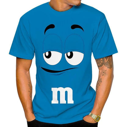 New 2023 Funny M&M's Chocolate Bean Cartoon 3D Printed T-shirt Unisex Casual Short Sleeve T-shirt Fashion Kids Tops 100-6XL