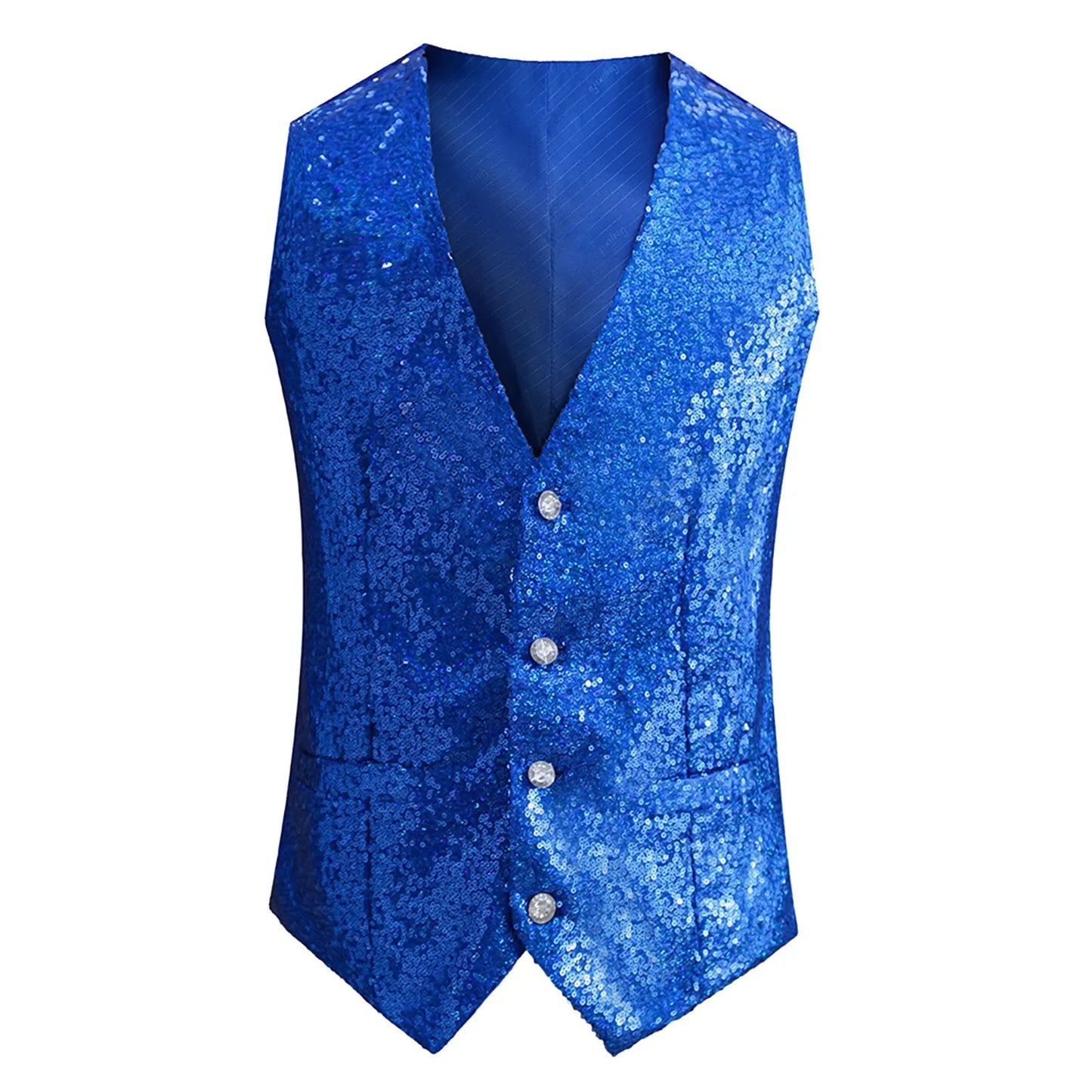 2023 New Men Fashion Sequin Blazers Vest Gliter Suit Vest Nightclub Dj Stage Clothes Shiny Gold Sequin Bling Glitter Party Vest - MAGNET MARKET