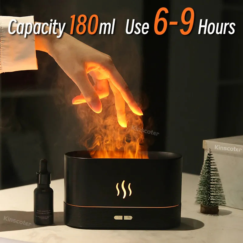 Create Serenity: Kinscoter Ultrasonic Aroma Diffuser - LED Flame Lamp, Essential Oil Humidifier - MAGNET MARKET