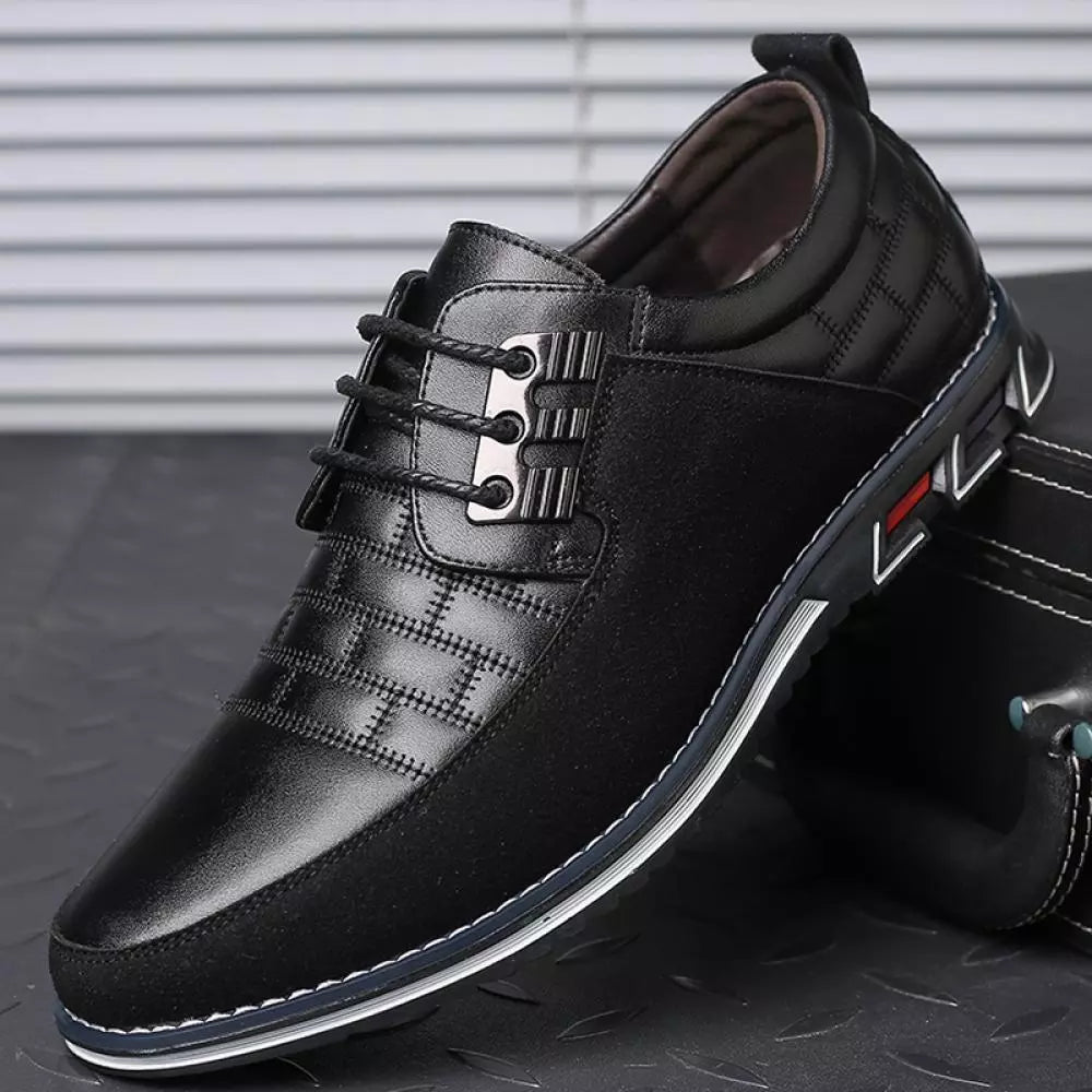 Men Casual Shoes Fashion Brand Classic Casual Men Pu Leather Shoes Black Hot Sale Breathable Business Lace-Up Men Shoes Big Size