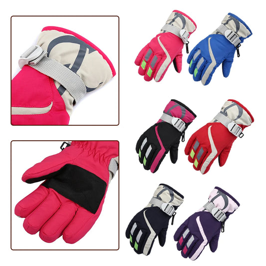 Breathable And Comfortable Ski Gloves Protect Children's Hands For Skiing Skating Elastic Band Winter Sports Accessories