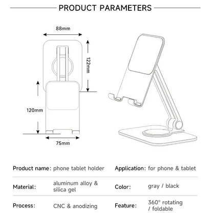 Artpowers 360° Rotation Cellphone Support Stand Holder for iPhone Huawei Samsung Smartphone Metal Foldable Phone Accessories