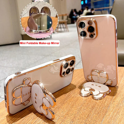 Mirror Plating Phone Holder Case For Samsung Galaxy S23 S20 S22 S21 S10 S9 S8 Note 10 20 8 9 Plus Ultra 5G S20 Fe Stand Cover