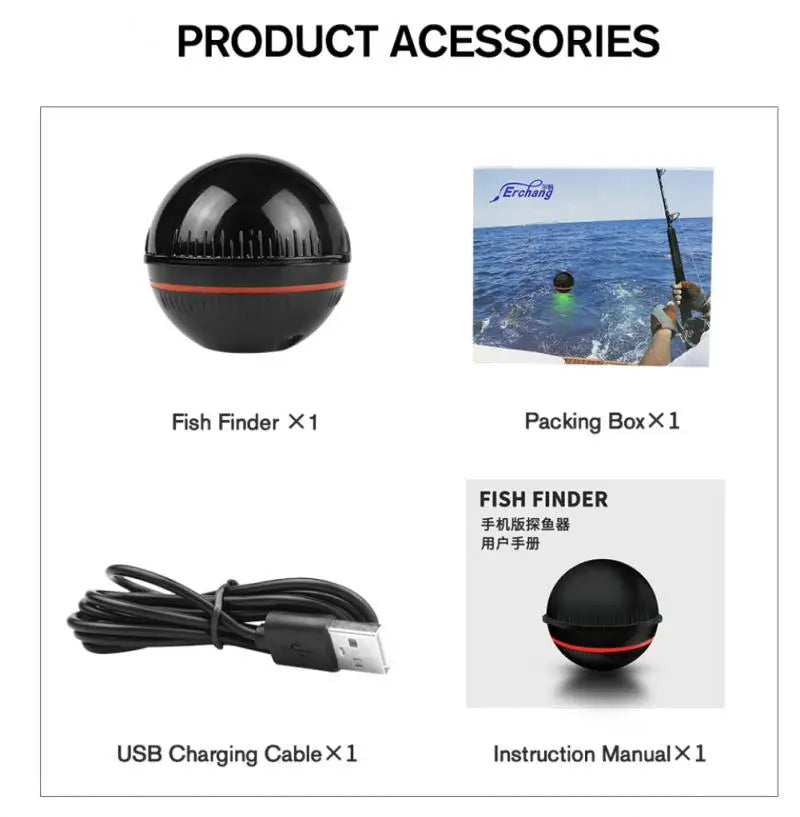 Erchang XA02 Wireless Intelligent Sonar Fish Finder Underwater High-definition Visual Fishing Device Portable Fishing Finder