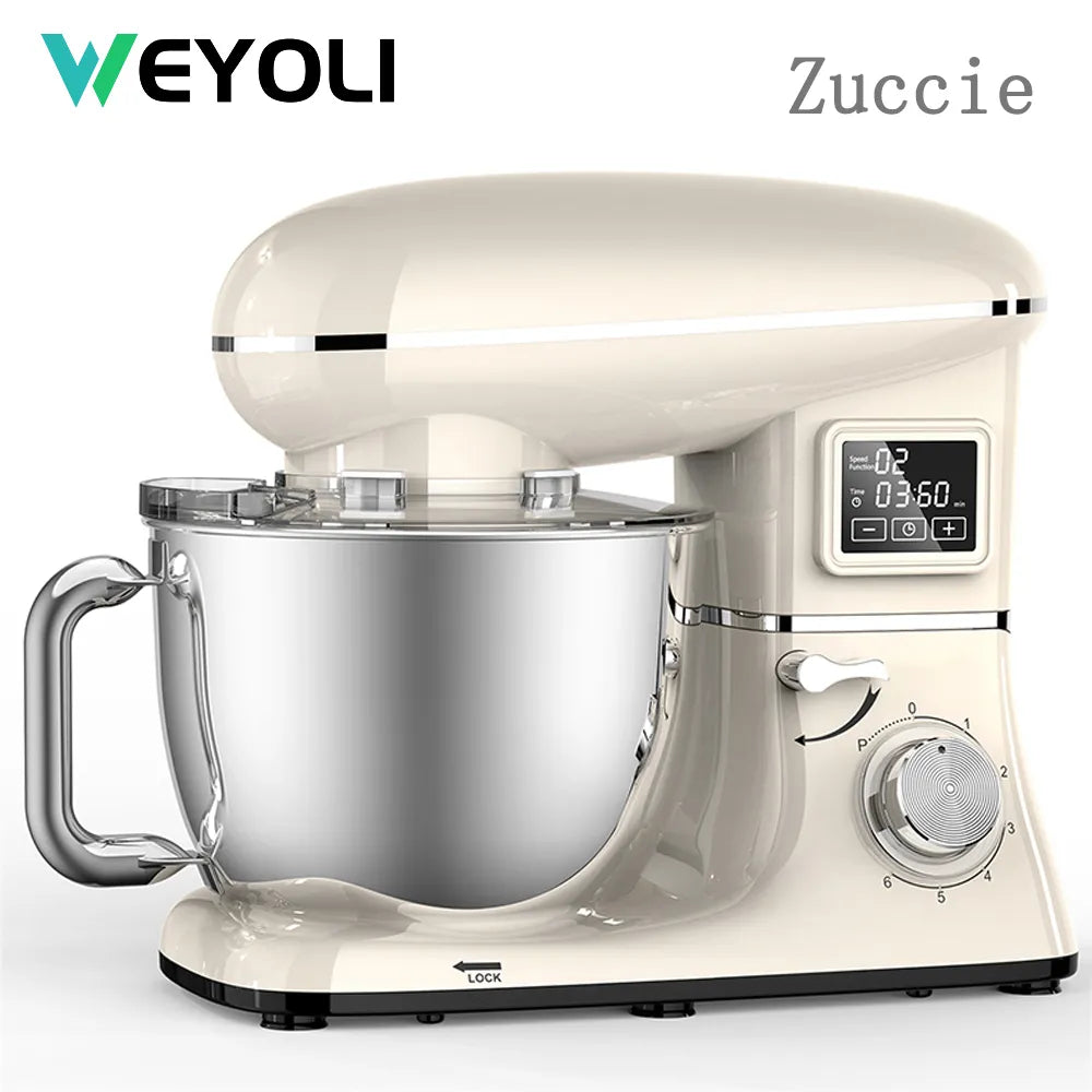 WEYOLI 6.5L Mixer Planetary 6-speed Kitchen Food Blender Stainless Steel Bowl Cake Mixer Machine Kneader Cream Egg Whisk