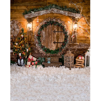 Bonvvie Christmas Photocall Backdrop Pine Tree Gift Window Fireplace Family Portrait Photography Backgrounds For Photo Studio