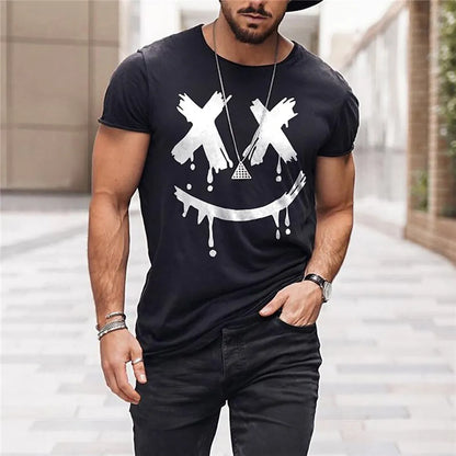 Men's Breathable Fitness Sports Short Sleeve Boutique Fashion Letter Element Printed T-Shirt Summer Casual Undershirt Men's Top