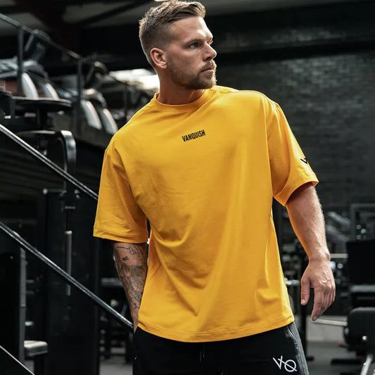 GYMYSHS Men T-shirts Gym Sports Casual Cotton Round Neck T-Shirt Fashion Men Clothing Half Sleeve Hip Hop Style Short Sleeve