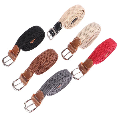 Stretch Canvas Leather Belts for Men Female Casual Knitted Woven Military Tactical Strap Male Elastic Belt for Pants Jeans