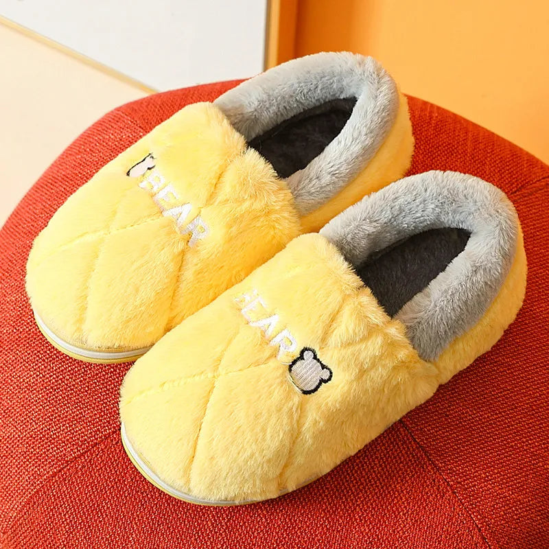 Women Men Couples Home Slippers New Fashion Warm Winter Furry Soft Short Plush Slipper Non Slip Bedroom Slides Indoor Shoes