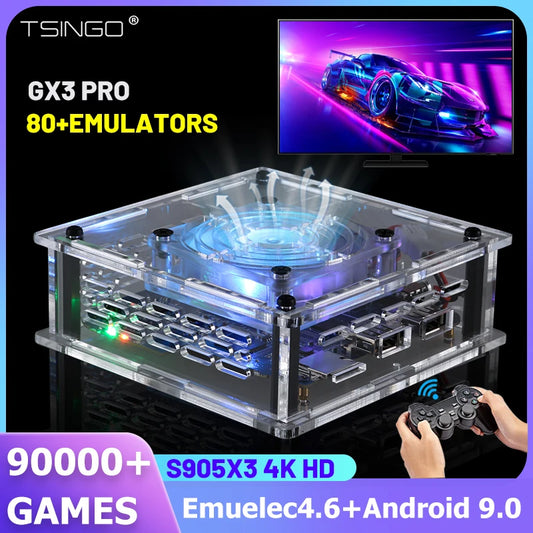 TSINGO GX3 PRO 4K/8K HD Dual System S905X3 CPU Arcade Box with 80+Emulators 90000+ Games Video Game Console For PSP/SS/MAME/NDS