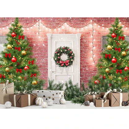 Beenle Merry Christmas Photography Background Tree Gift Window Fireplace Portrait Family Party Decor Backdrop for Photo Studio