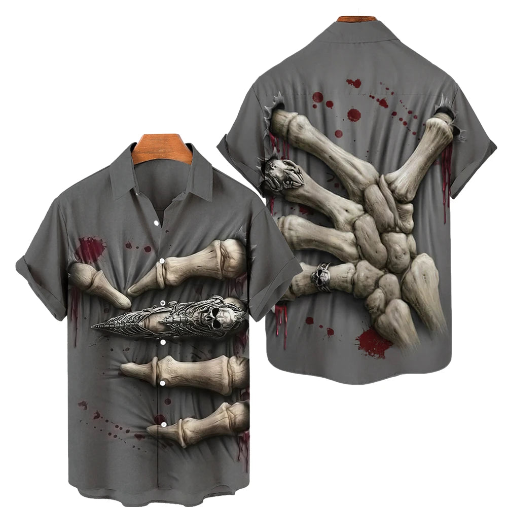 Men's Hawaiian Shirt Loose Top 5xl 3d Skull Print Shirts For Men 2024 Fashion Shirt Men Women Tee Breathable Summer Short Sleeve