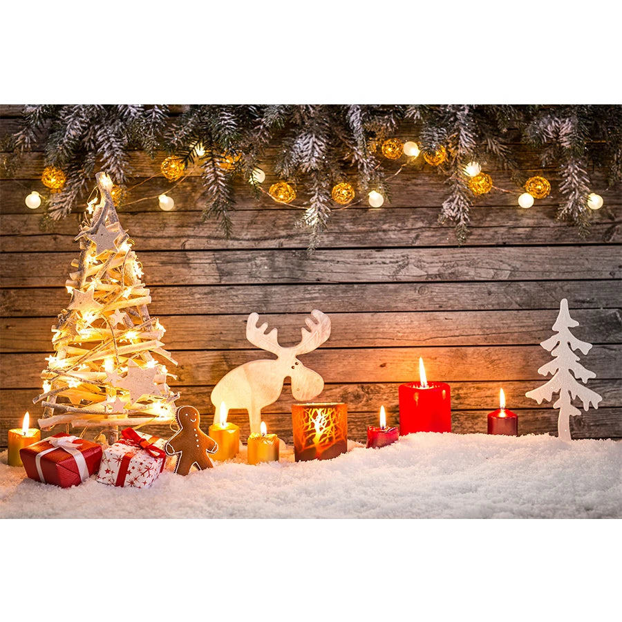 Beenle Merry Christmas Photography Background Tree Gift Window Fireplace Portrait Family Party Decor Backdrop for Photo Studio