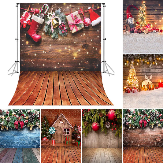 Bonvvie Christmas Photocall Backdrop Pine Tree Gift Window Fireplace Family Portrait Photography Backgrounds For Photo Studio