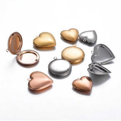 Stainless Steel  Mirror Polished Charms Openable Love Heart Photo Frame Locket Pendants Put Photos Memorial Jewelry Making Gift